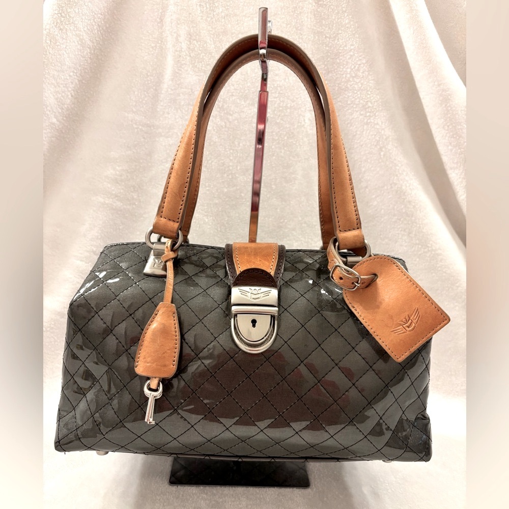 Consuela Quilted Black and Brown Satchel